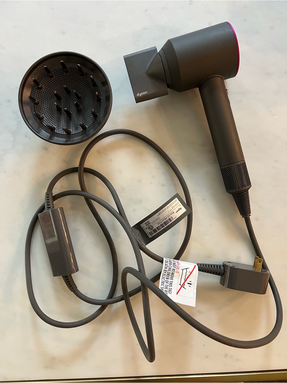 Dyson Hair Dryer in Charcoal with Pink Accents